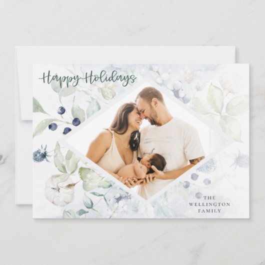 ハッピーホリデイズ北極冬植物写真 シーズンカード (正面)