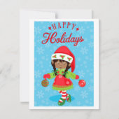 ハッピーホリデイズ小妖精や小人ガール シーズンカード (正面)