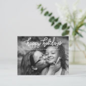 ハッピーホリデイズ手書きシックタイポグラフィ写真 シーズンポストカード (スタンド正面)