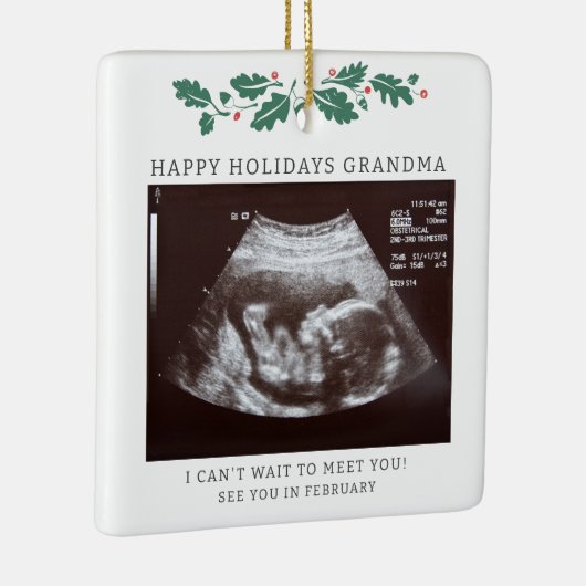 ハッピーホリデイズ祖母の妊娠が超音波を明らかにする セラミックオーナメント (右)