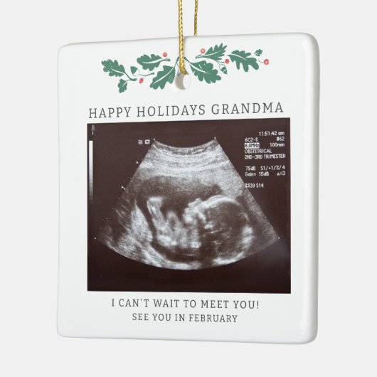 ハッピーホリデイズ祖母の妊娠が超音波を明らかにする セラミックオーナメント (左)