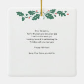 ハッピーホリデイズ祖母の妊娠が超音波を明らかにする セラミックオーナメント (裏面)