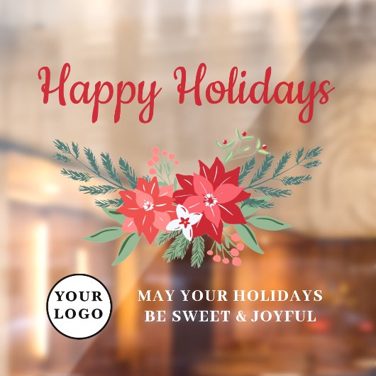 ハッピーホリデイズ赤いクリスマスフラワーズウィンドウスリンク ウィンドウサイン (シート2)