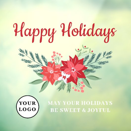 ハッピーホリデイズ赤いクリスマスフラワーズウィンドウスリンク ウィンドウサイン (シート3)