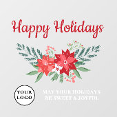 ハッピーホリデイズ赤いクリスマスフラワーズウィンドウスリンク ウィンドウサイン (シート)