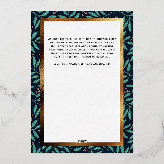 ハッピーホリデイズ金ゴールドアルチボタニカルフォトファミリー 箔シーズンカード (裏面)