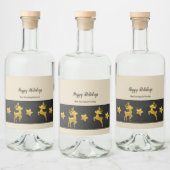 ハッピーホリデイズ金ゴールドトナカイお祝い リキュールボトルラベル (ボトル)