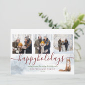ハッピーホリデイズ3フォトコラージュキツネクリスマス シーズンカード (スタンド正面)