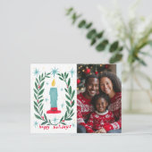 ハッピーホリデイズ キャンドル 手描き オーダーメイド フォト シーズンポストカード (スタンド正面)