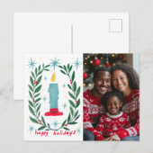 ハッピーホリデイズ キャンドル 手描き オーダーメイド フォト シーズンポストカード (正面/裏面)