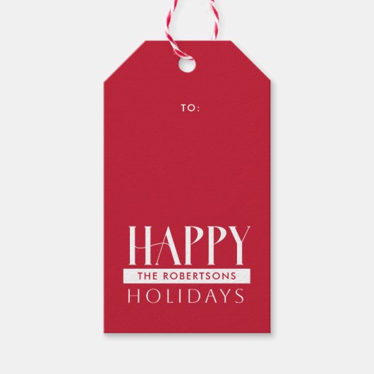 ハッピーホリデイズ&ファミリーネームフェスティバルレッド ギフトタグ (正面)