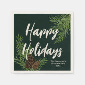 ハッピーホリデイズ 水彩 冬の松 個人用 スタンダードカクテルナプキン (正面)