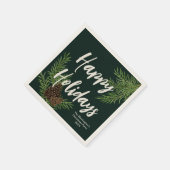 ハッピーホリデイズ 水彩 冬の松 個人用 スタンダードカクテルナプキン (角)