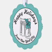 ハッピーホリデイズfromニューヨークシティブルックリンブリッジ オーナメントカード (左)