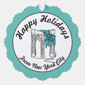 ハッピーホリデイズfromニューヨークシティブルックリンブリッジ オーナメントカード (正面)