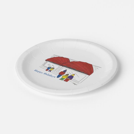 ハッピーホリデイズNYCウィンドウショッピングクリスマス ペーパープレート (アングル)