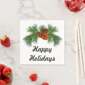 ハッピーホリデイ – パインコーン詳細 スタンダードカクテルナプキン (インサイチュ)