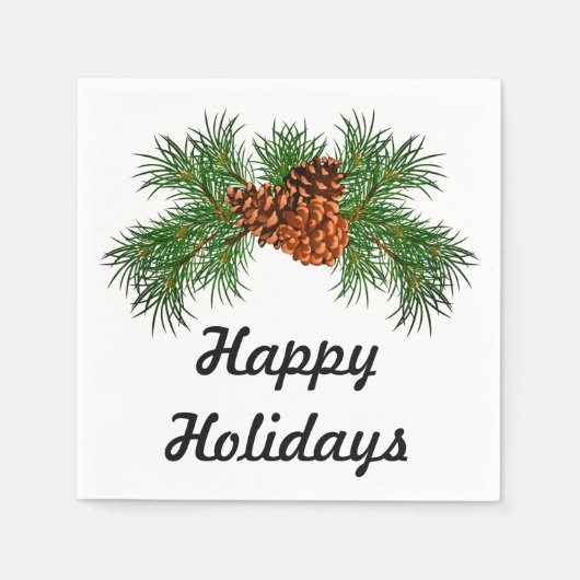ハッピーホリデイ – パインコーン詳細 スタンダードカクテルナプキン (正面)