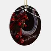 ハッピーホリデパーソナライズされたーズホースシュークリスマス セラミックオーナメント (右)
