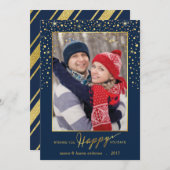 ハッピーホリデフェイクーズフォイル紙吹雪ホリデーフォト シーズンカード (正面/裏面)