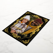 ハッピーホリデーあなたの写真と文字実在金ゴールドを追加 箔シーズンカード (回転した状態)