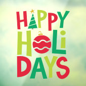 ハッピーホリデーおもしろいカラフル赤 ウィンドウサイン (シート3)