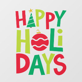 ハッピーホリデーおもしろいカラフル赤 ウィンドウサイン