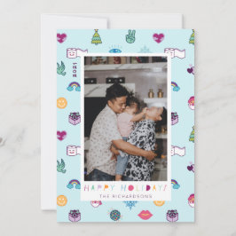 ハッピーホリデーおもしろいクリスマス絵文字パターン写真 シーズンカード