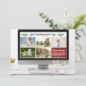 ハッピーホリデーおもしろいズズーム検疫フォトコラージュ シーズンカード (スタンド正面)