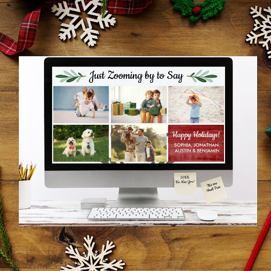 ハッピーホリデーおもしろいズズーム検疫フォトコラージュ シーズンカード