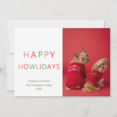 ハッピーホリデーおもしろいペットドッグフォトクリスマス シーズンカード (正面)