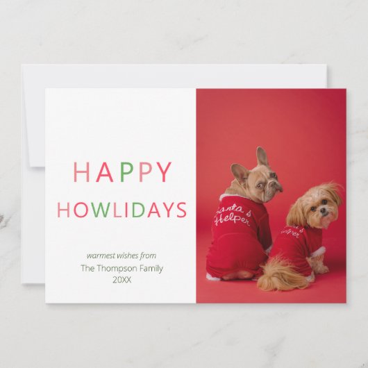 ハッピーホリデーおもしろいペットドッグフォトクリスマス シーズンカード (正面)