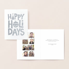 ハッピーホリデーおもしろい写真コラージュパーソナライズされた 箔カード