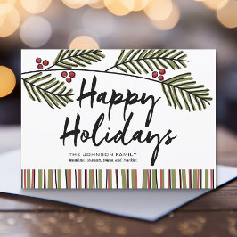 ハッピーホリデーお洒落パインブランチノンフォト シーズンカード