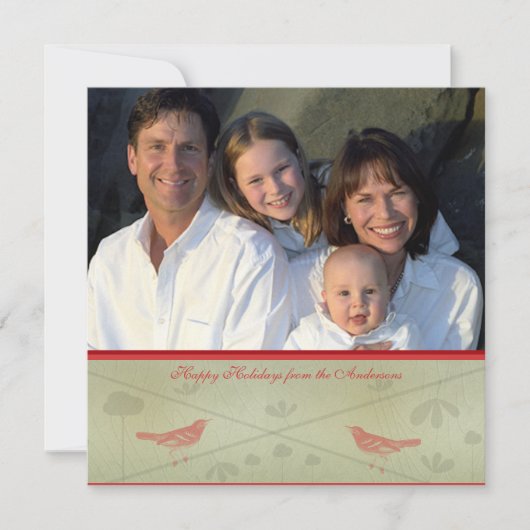 ハッピーホリデーお洒落レッドバードカード 招待状 (正面)