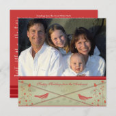 ハッピーホリデーお洒落レッドバードカード 招待状 (正面/裏面)