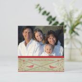 ハッピーホリデーお洒落レッドバードカード 招待状 (スタンド正面)