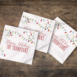 ハッピーホリデーかわいいカラフルストリングライト スタンダードカクテルナプキン