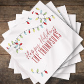 ハッピーホリデーかわいいカラフルストリングライト スタンダードカクテルナプキン