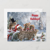 ハッピーホリデーかわいいクリスマスマウス|過去記事 シーズンポストカード (正面/裏面)