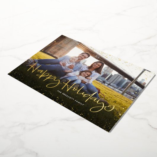 ハッピーホリデーかわいいシンプル写真1枚 箔シーズンカード (回転した状態)