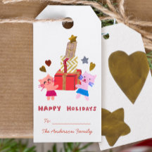 ハッピーホリデーかわいい猫とプレゼントホワイト