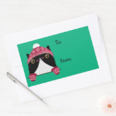 ハッピーホリデーかわいい猫のギフトラベル 長方形シール (封筒)