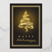 ハッピーホリデーきらめくクリスマスツリービジネス 箔シーズンカード (正面)
