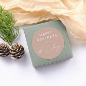 ハッピーホリデーとスクリプトファミリー名クリスマス ラウンドシール