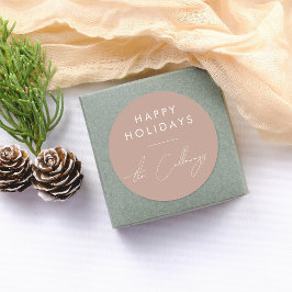 ハッピーホリデーとスクリプトファミリー名クリスマス ラウンドシール