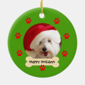 ハッピーホリデーと犬のクリスマス装飾品 セラミックオーナメント (裏面)
