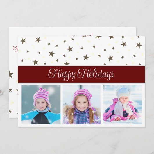 ハッピーホリデーの写真と星 – リムーバブルクレジット シーズンカード (正面/裏面)