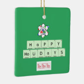 ハッピーホリデーの化学者の木が綴り出される セラミックオーナメント (右)