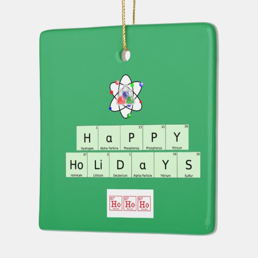 ハッピーホリデーの化学者の木が綴り出される セラミックオーナメント (左)